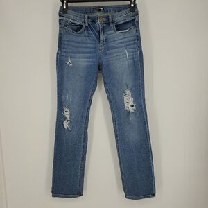 Fashion Nova Light Wash Distressed Straight Leg Jean Size 7